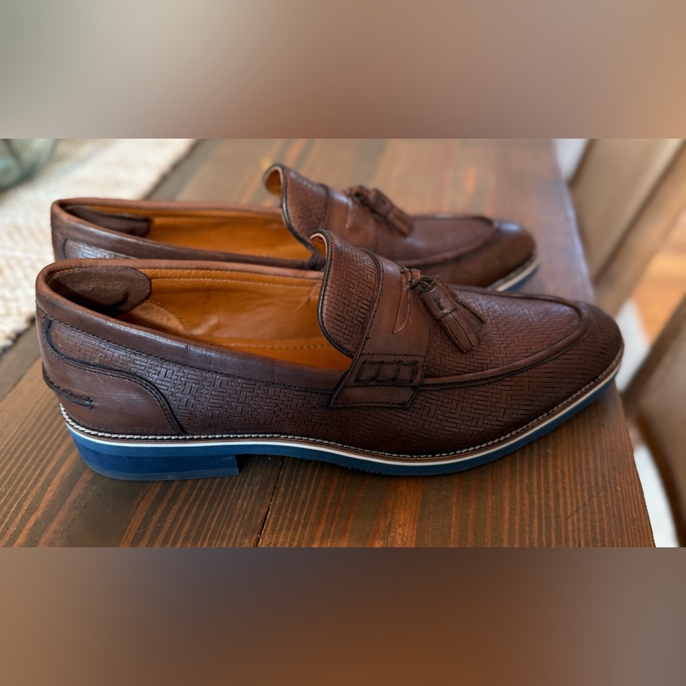 Carlos Dark Brown Textured Loafers with Tassels.